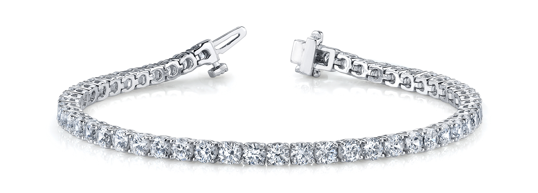 Lab-grown diamond tennis bracelet in 14K White Gold — 2.43 ct total weight across 81 round lab-grown diamonds