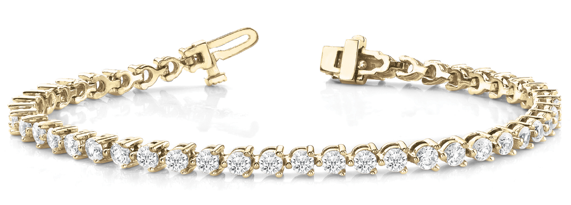 Lab-grown diamond tennis bracelet in 14K Yellow Gold — 3.24 ct total weight across 54 round lab-grown diamonds