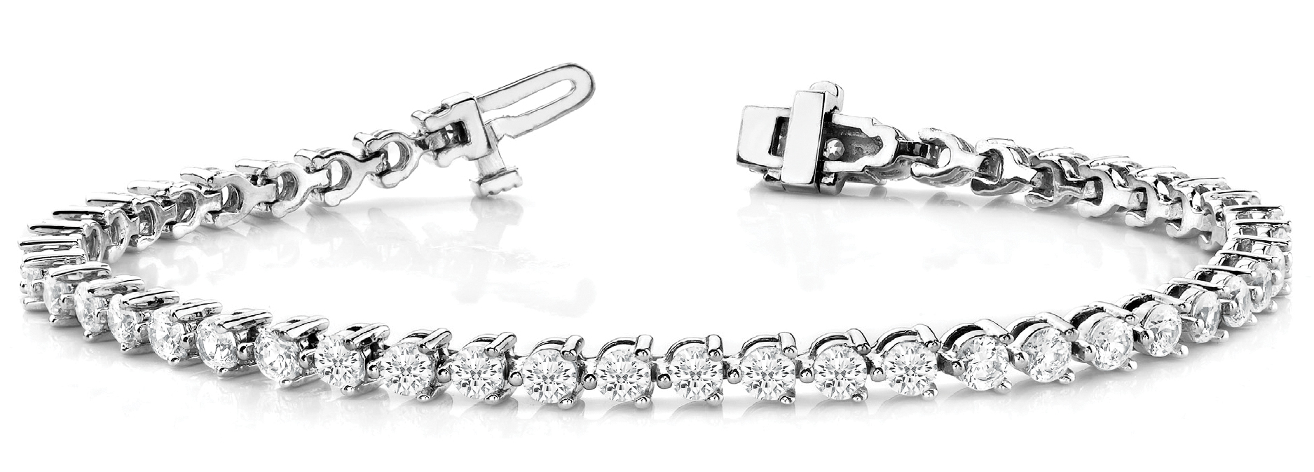 Lab-grown diamond tennis bracelet in 14K White Gold — 7.02 ct total weight across 39 round lab-grown diamonds