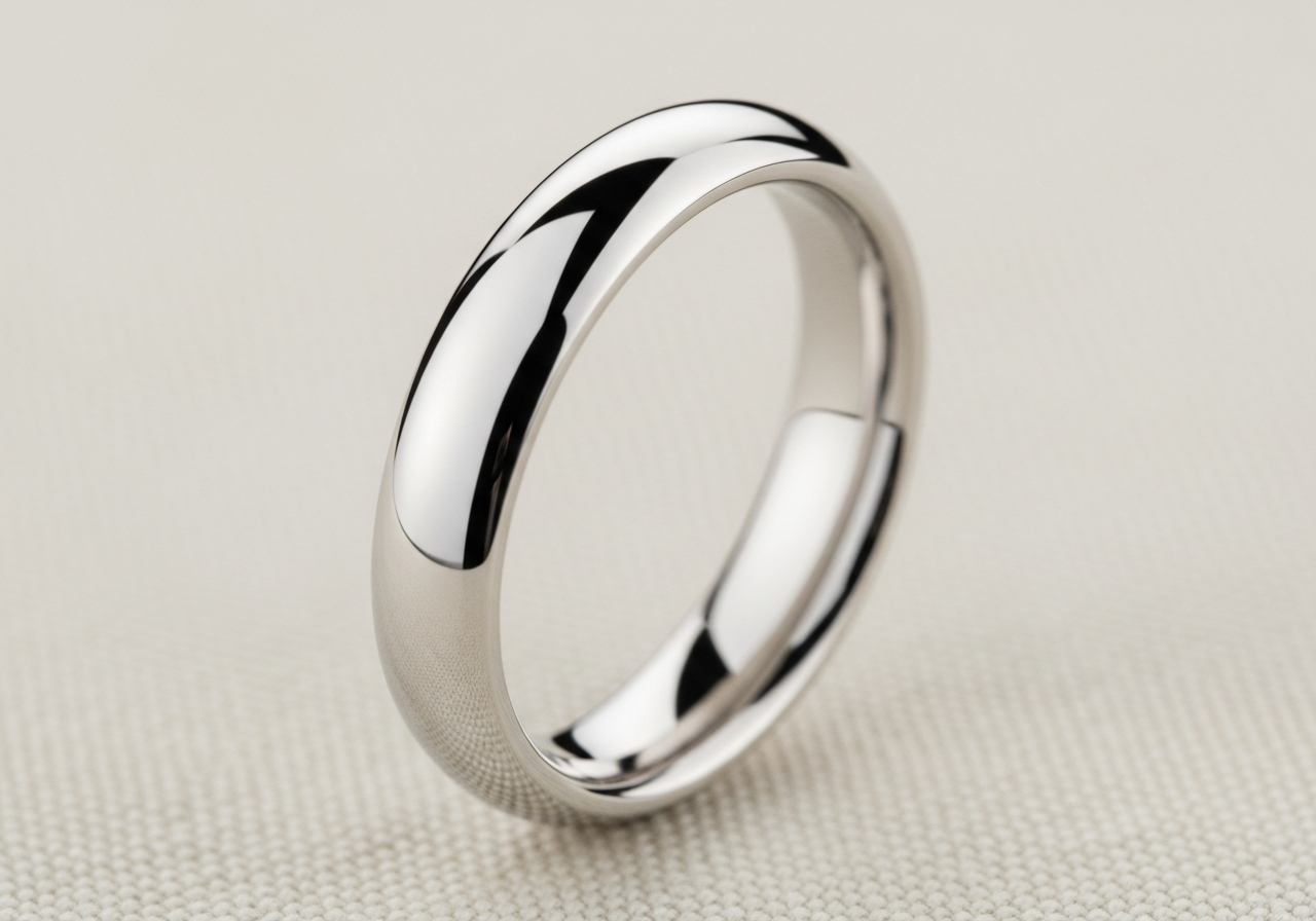 Plain comfort-fit 2.2mm 18k white gold wedding band with high-polish finish
